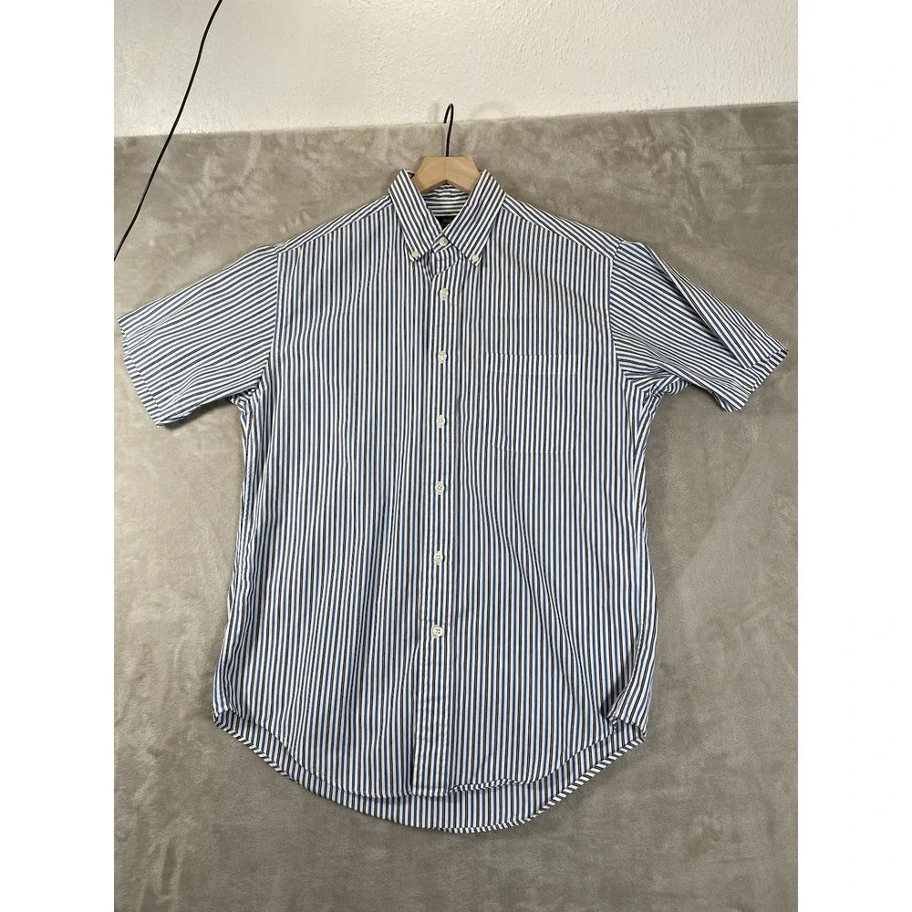 Vintage Brooks Brothers 346 Shirt Mens Small Striped *STAIN* Short Sleeve